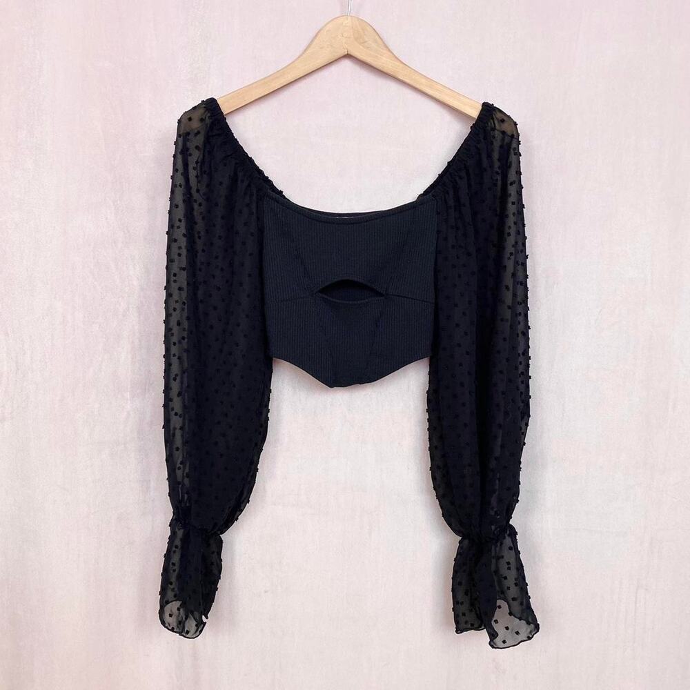 Urban Outfitters Off Shoulder Balloon Sleeve Crop Top, Size XS